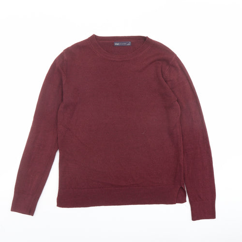 Marks and Spencer Womens Red Round Neck Acrylic Pullover Jumper Size 10