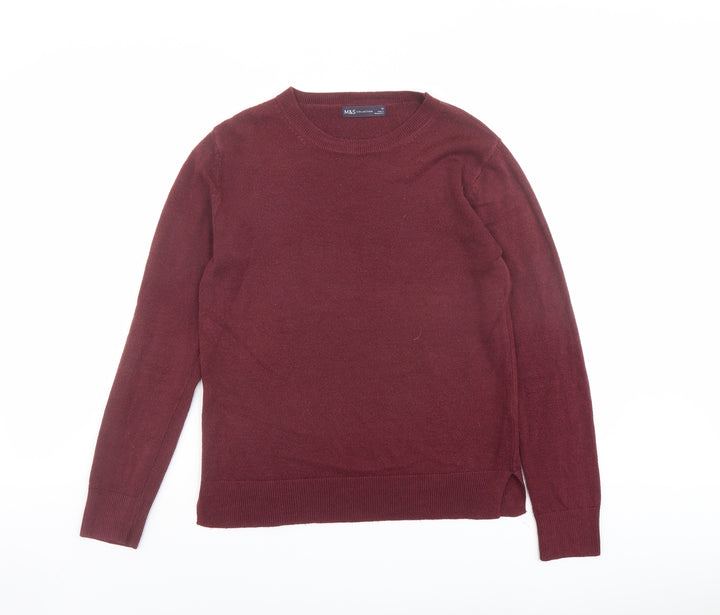 Marks and Spencer Womens Red Round Neck Acrylic Pullover Jumper Size 10