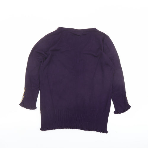 John Lewis Womens Purple V-Neck Viscose Pullover Jumper Size L