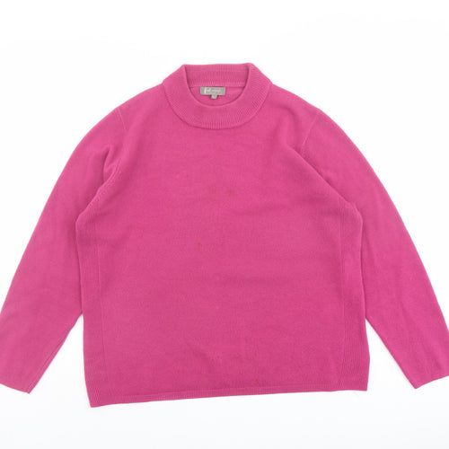 First Avenue Womens Pink Mock Neck Acrylic Pullover Jumper Size L