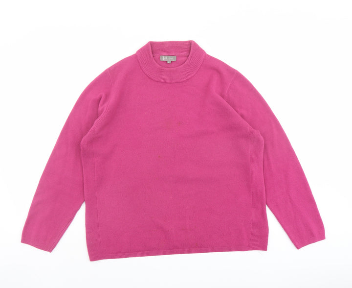 First Avenue Womens Pink Mock Neck Acrylic Pullover Jumper Size L
