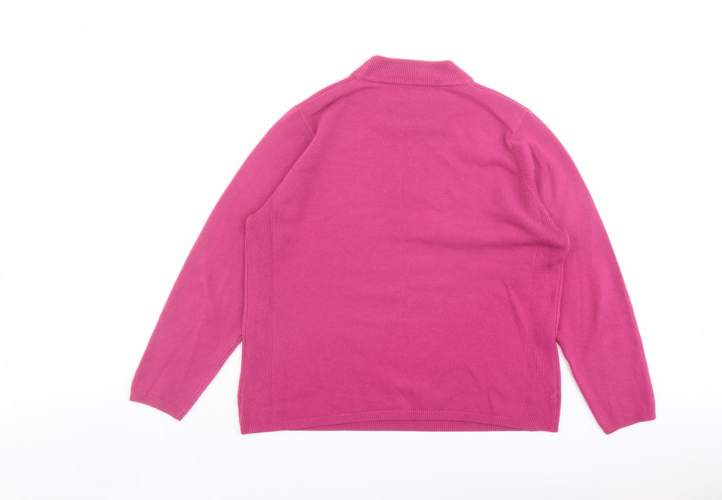 First Avenue Womens Pink Mock Neck Acrylic Pullover Jumper Size L