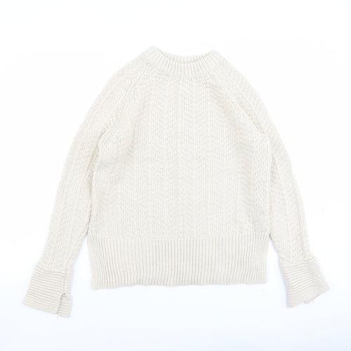 H&M Womens Ivory Round Neck Acrylic Pullover Jumper Size XS