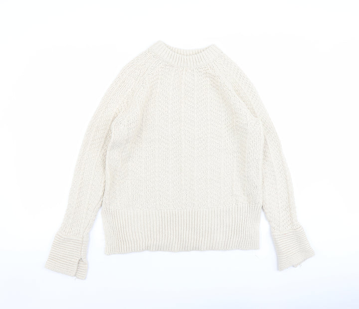 H&M Womens Ivory Round Neck Acrylic Pullover Jumper Size XS