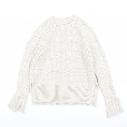 H&M Womens Ivory Round Neck Acrylic Pullover Jumper Size XS
