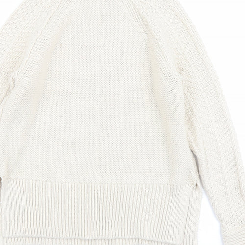 H&M Womens Ivory Round Neck Acrylic Pullover Jumper Size XS