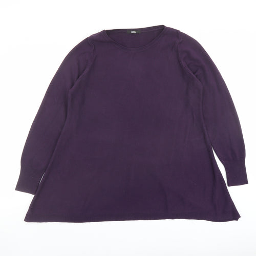 Marks and Spencer Womens Purple Round Neck Acrylic Pullover Jumper Size 16