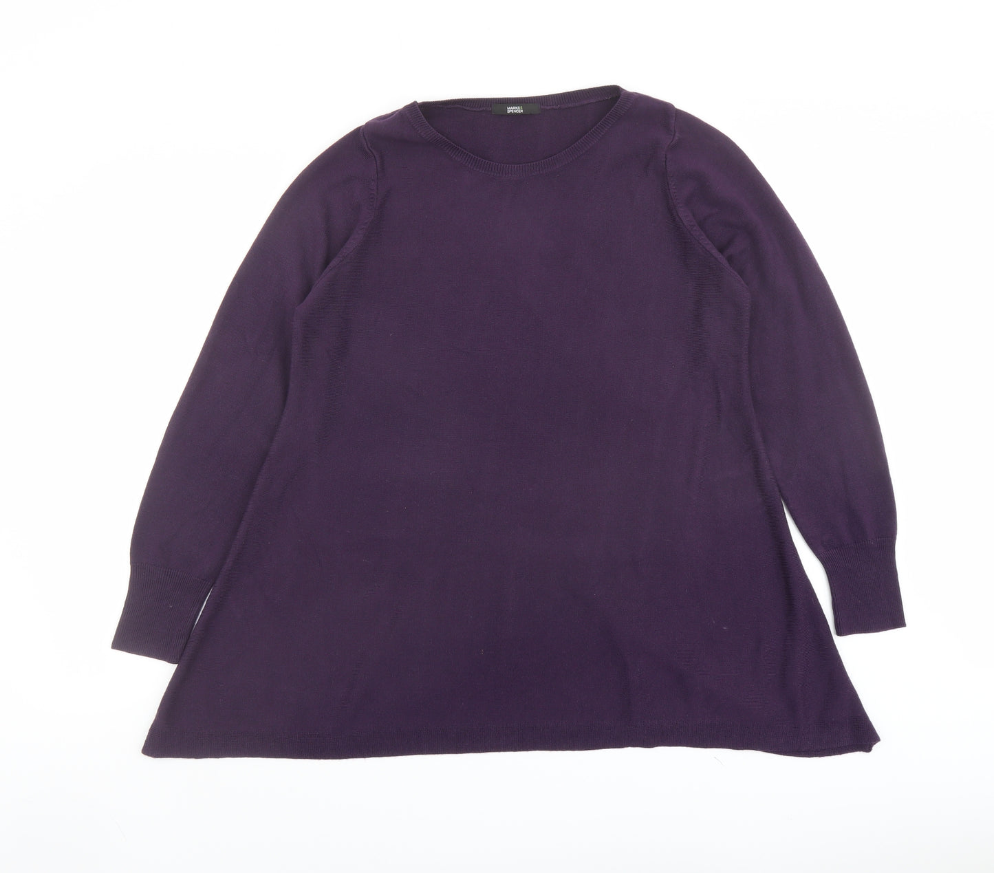 Marks and Spencer Womens Purple Round Neck Acrylic Pullover Jumper Size 16