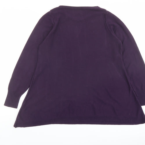 Marks and Spencer Womens Purple Round Neck Acrylic Pullover Jumper Size 16