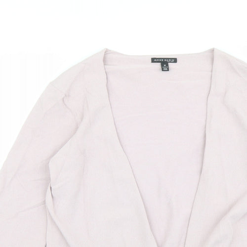 Anne Klein Womens Purple V-Neck Viscose Cardigan Jumper Size M