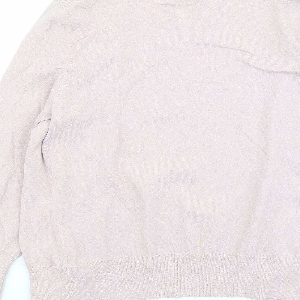 Anne Klein Womens Purple V-Neck Viscose Cardigan Jumper Size M