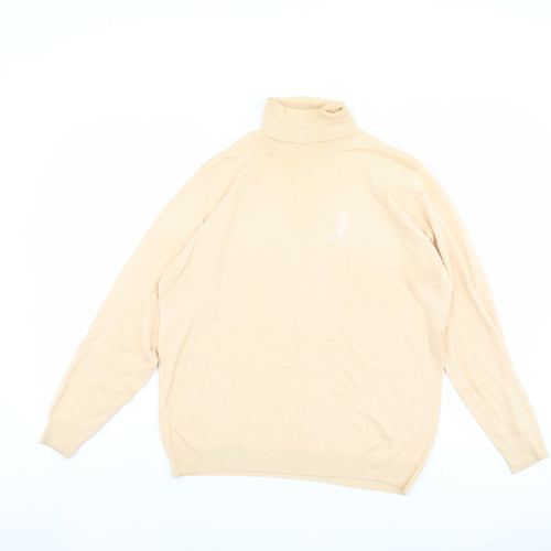 Marks and Spencer Womens Orange Roll Neck Cotton Pullover Jumper Size 14