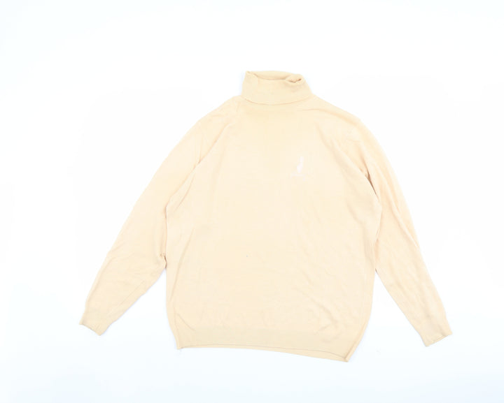 Marks and Spencer Womens Orange Roll Neck Cotton Pullover Jumper Size 14