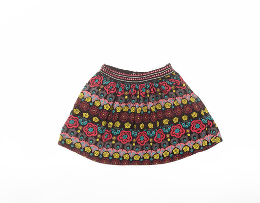 DP... am Girls Multicoloured Floral Cotton Flare Skirt Size 10 Years Regular Zip