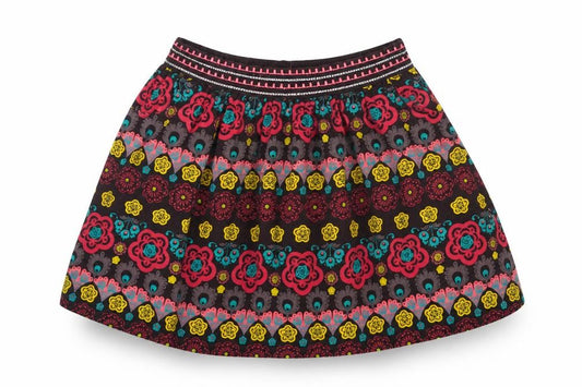 DP... am Girls Multicoloured Floral Cotton Flare Skirt Size 10 Years Regular Zip