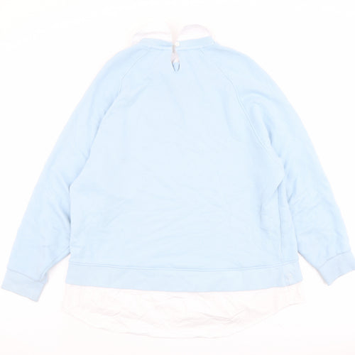NEXT Womens Blue Cotton Pullover Sweatshirt Size XL Button - Hudson Bay