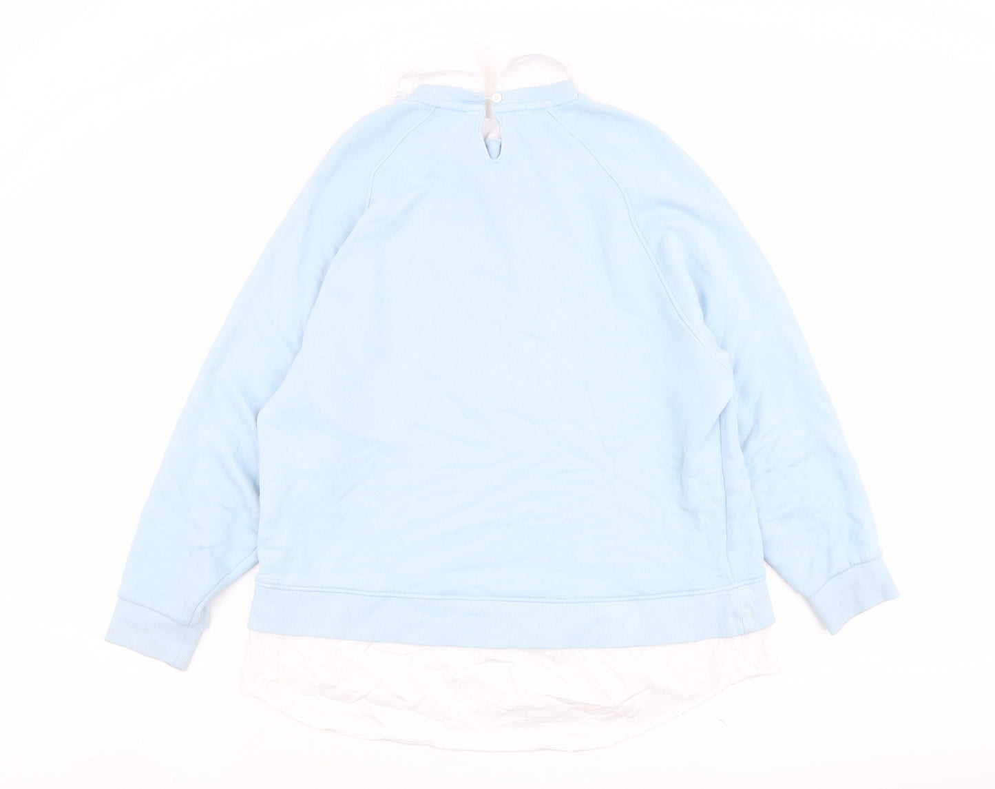 NEXT Womens Blue Cotton Pullover Sweatshirt Size XL Button - Hudson Bay