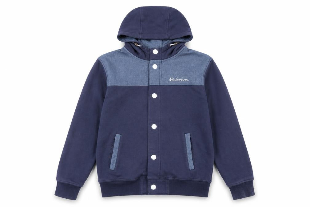 Nickelson Boys Blue Cotton Cardigan Hoodie Size 13-14 Years Snap