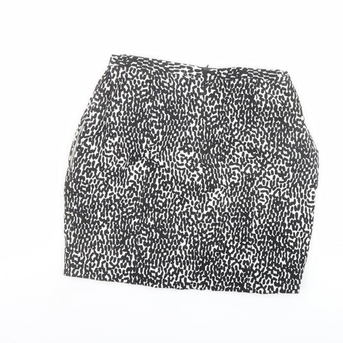 Diane von Furstenberg Womens Black Geometric Cotton Bandage Skirt Size 8 Zip