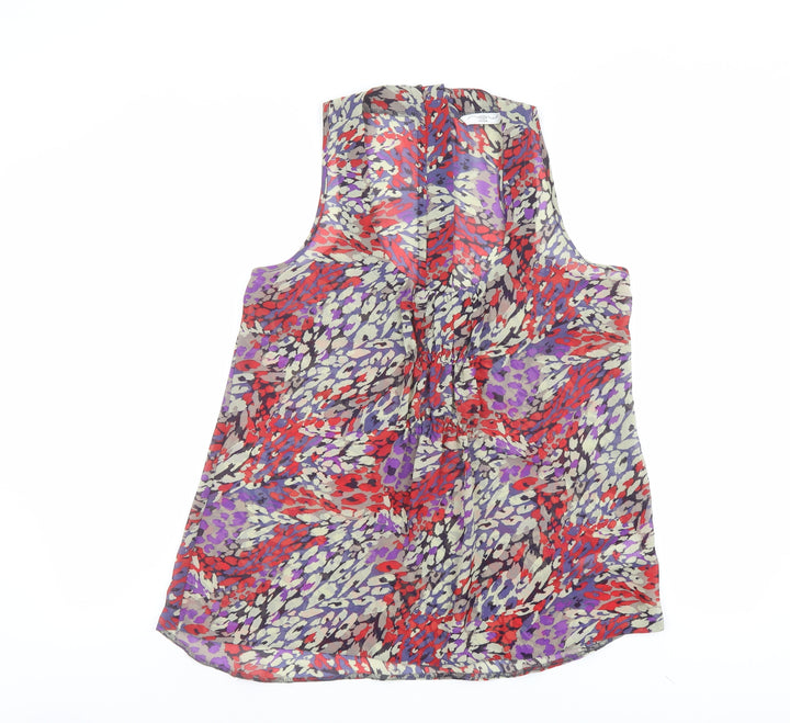 New Look Womens Multicoloured Geometric Polyester Basic Tank Size 10 Scoop Neck