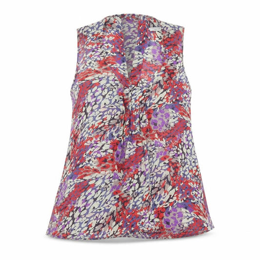Front view of New Look women’s multicoloured geometric polyester basic tank, size UK 10, scoop neck