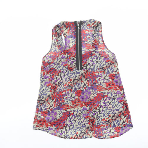 New Look Womens Multicoloured Geometric Polyester Basic Tank Size 10 Scoop Neck