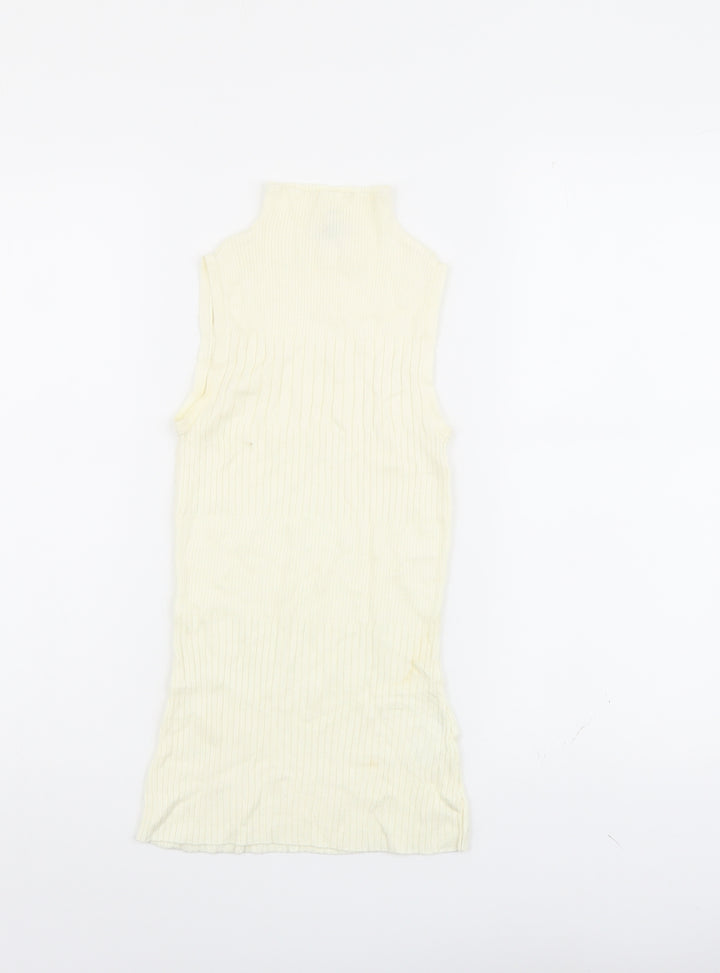 River Island Womens Ivory Viscose Basic Tank Size 6 High Neck