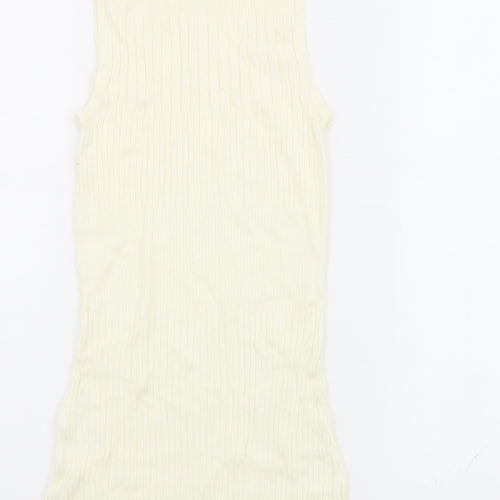 River Island Womens Ivory Viscose Basic Tank Size 6 High Neck