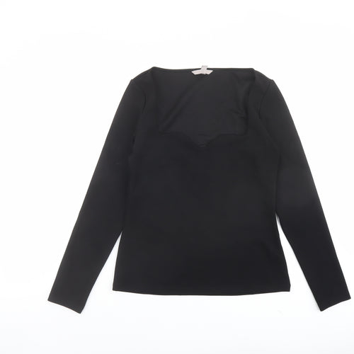 H&M Womens Black Polyester Basic T-Shirt Size M Scoop Neck