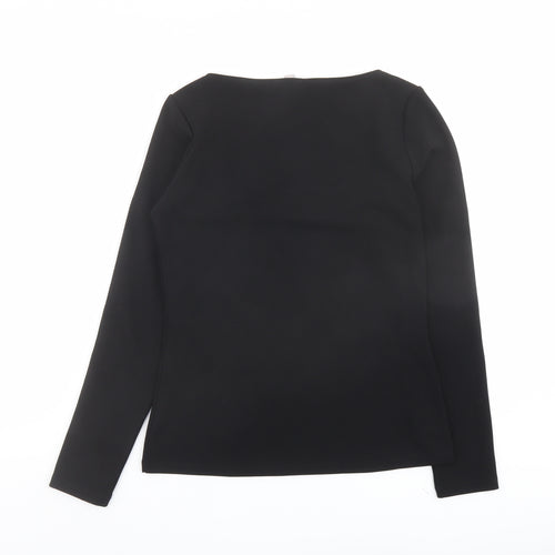 H&M Womens Black Polyester Basic T-Shirt Size M Scoop Neck