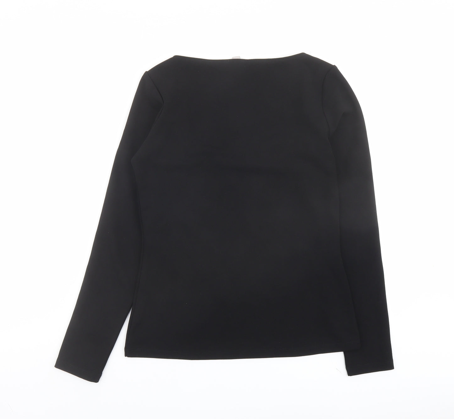 H&M Womens Black Polyester Basic T-Shirt Size M Scoop Neck