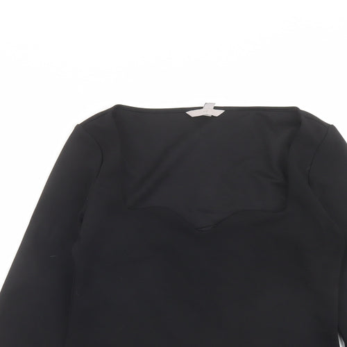 H&M Womens Black Polyester Basic T-Shirt Size M Scoop Neck