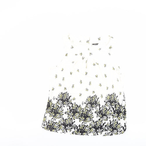 M&Co Womens Ivory Floral Viscose Basic Tank Size 18 Round Neck