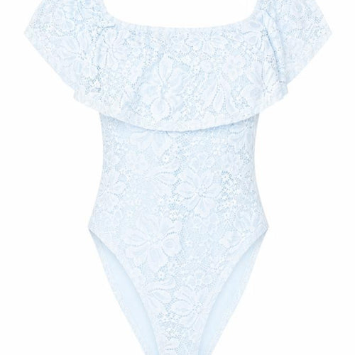 New Look Womens Blue Floral Nylon Bodysuit One-Piece Size 10 Snap
