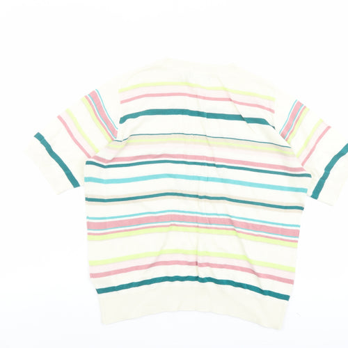 Marks and Spencer Womens Multicoloured Round Neck Striped Cotton Pullover Jumper Size 14