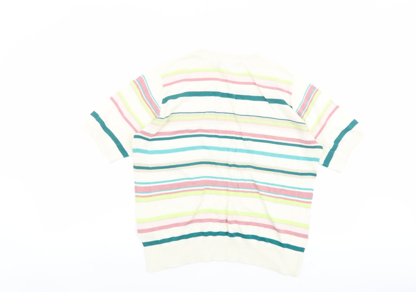 Marks and Spencer Womens Multicoloured Round Neck Striped Cotton Pullover Jumper Size 14