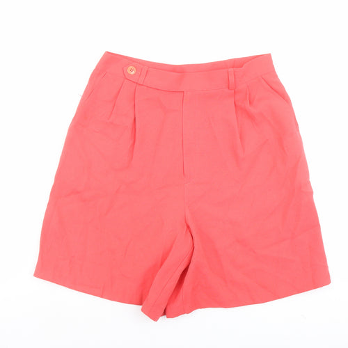 Samantha Womens Red Polyester Basic Shorts Size 12 L8 in Regular Button