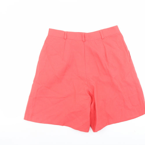 Samantha Womens Red Polyester Basic Shorts Size 12 L8 in Regular Button