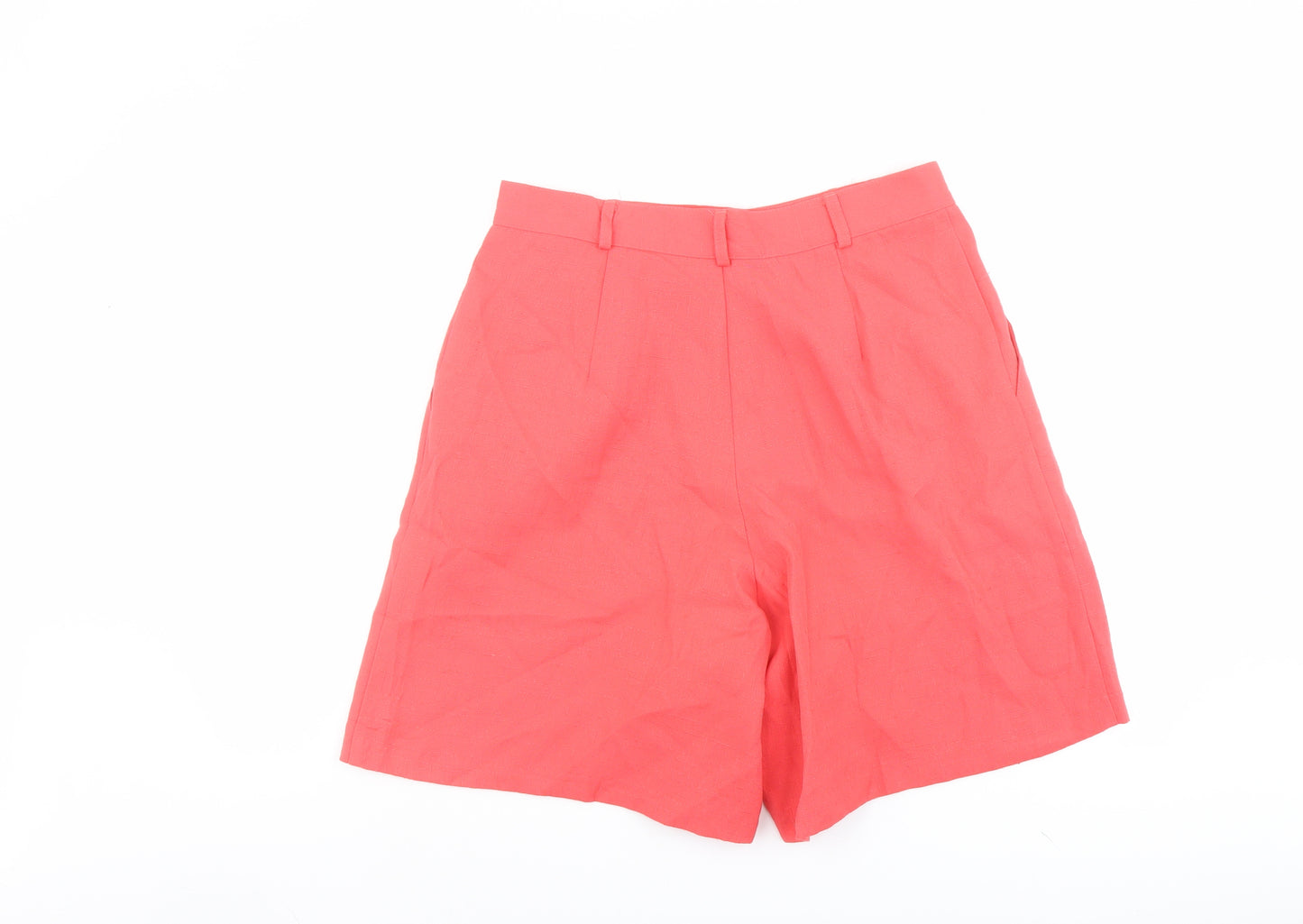 Samantha Womens Red Polyester Basic Shorts Size 12 L8 in Regular Button