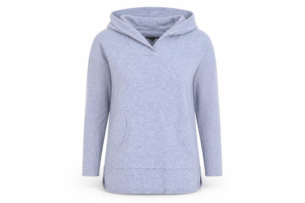 Front view of Cynus women’s blue round neck viscose jumper, size S