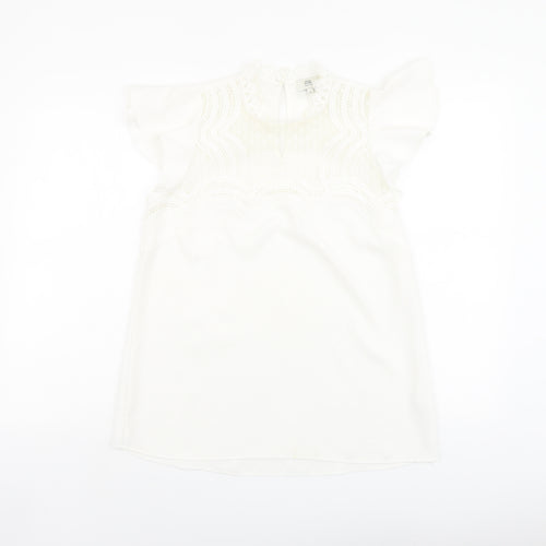 River Island Womens Ivory Polyester Basic Blouse Size 10 Round Neck