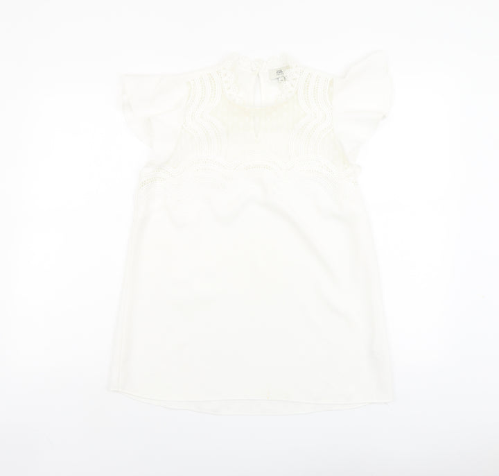 River Island Womens Ivory Polyester Basic Blouse Size 10 Round Neck