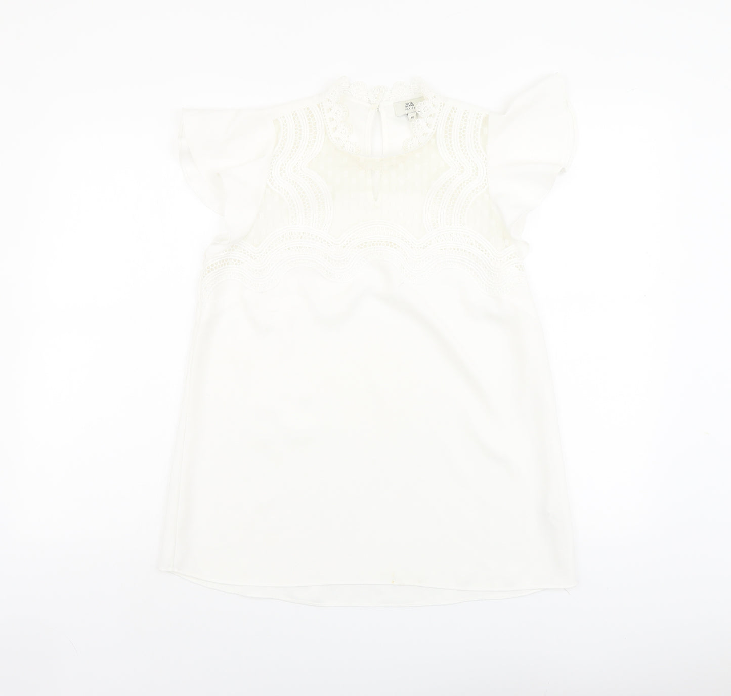River Island Womens Ivory Polyester Basic Blouse Size 10 Round Neck