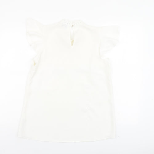 River Island Womens Ivory Polyester Basic Blouse Size 10 Round Neck
