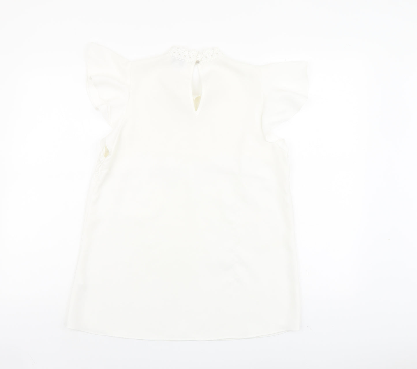 River Island Womens Ivory Polyester Basic Blouse Size 10 Round Neck