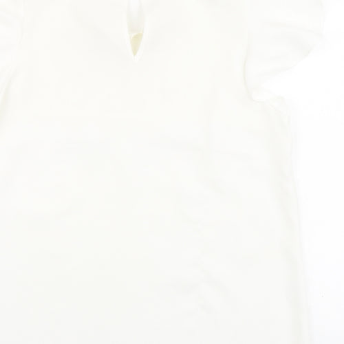 River Island Womens Ivory Polyester Basic Blouse Size 10 Round Neck