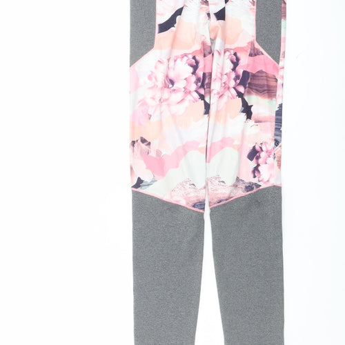 River Island Girls Grey Floral Polyester Pedal Pusher Trousers Size 11-12 Years Regular Pullover