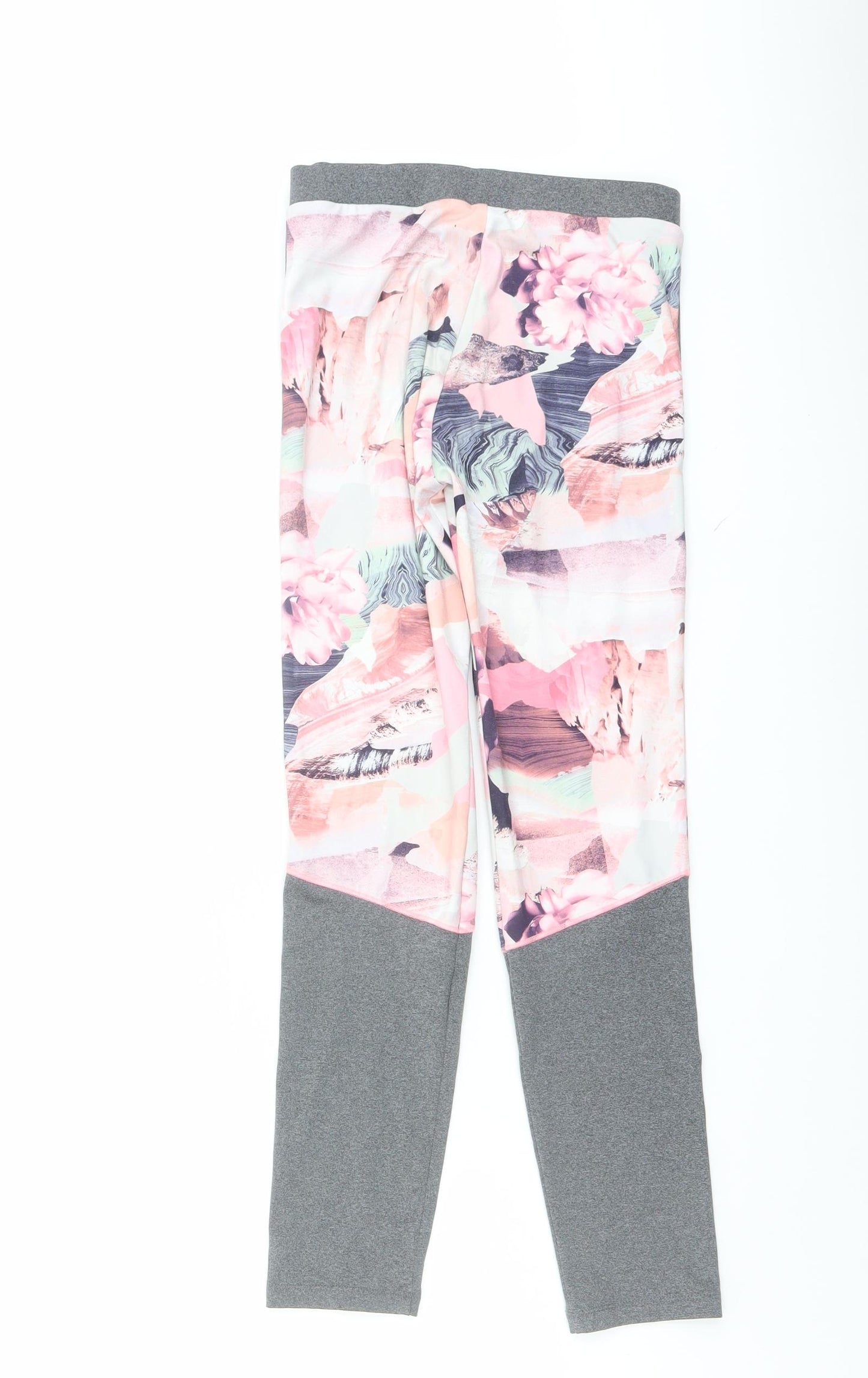 River Island Girls Grey Floral Polyester Pedal Pusher Trousers Size 11-12 Years Regular Pullover