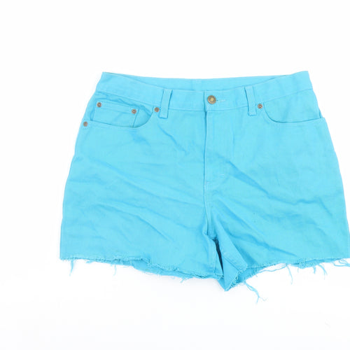 Jeanology Womens Blue Cotton Boyfriend Shorts Size 10 L4 in Regular Button - Raw Hem