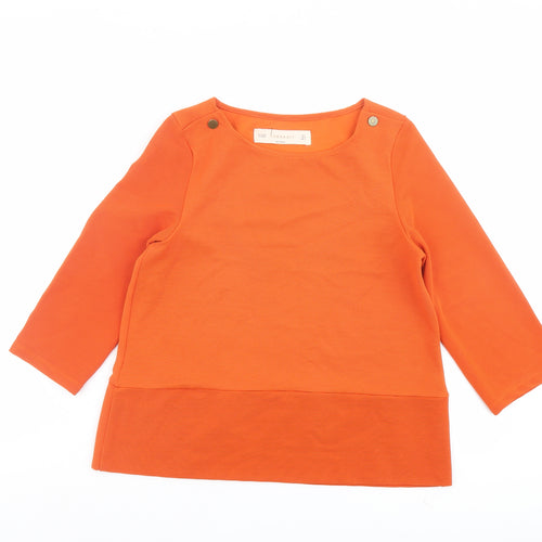 Zara Womens Orange Polyester Basic Blouse Size S Round Neck